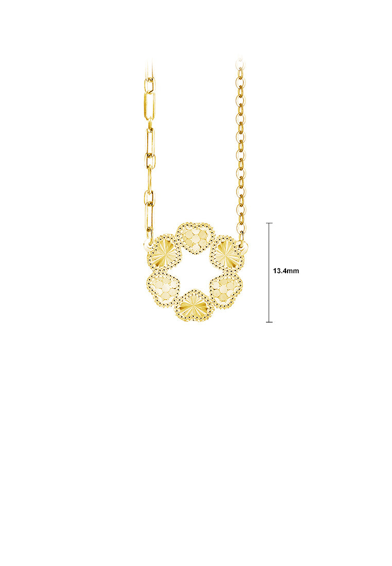 925 Sterling Silver Plated Gold Fashion Simple Heart-shaped Circle Pendant with Necklace