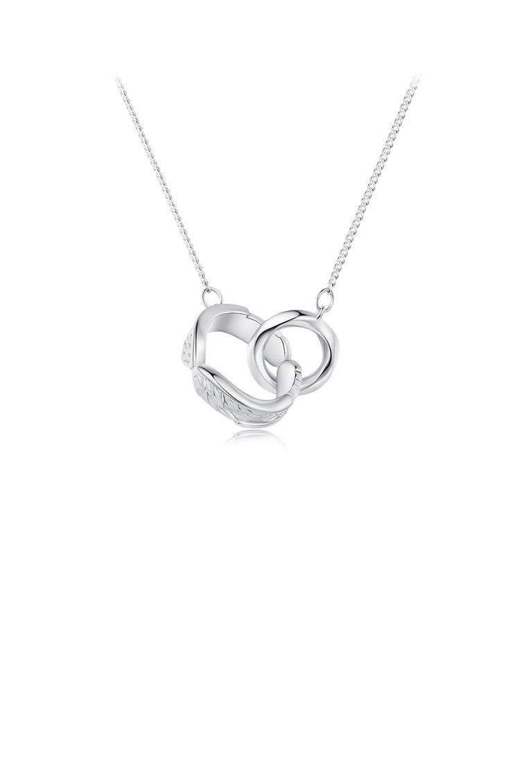 925 Sterling Silver Simple and Fashion Möbius Double Ring Pendant with Necklace