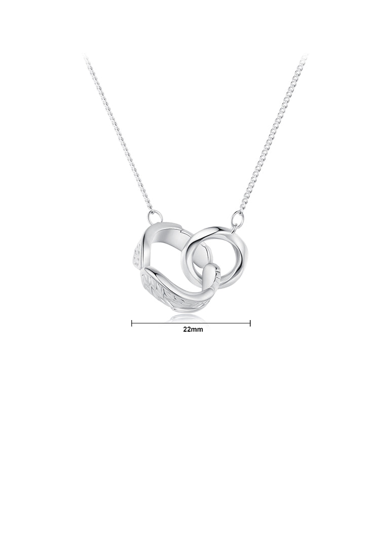 925 Sterling Silver Simple and Fashion Möbius Double Ring Pendant with Necklace