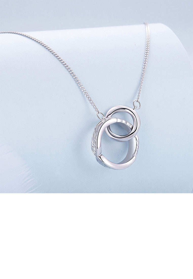 925 Sterling Silver Simple and Fashion Möbius Double Ring Pendant with Necklace
