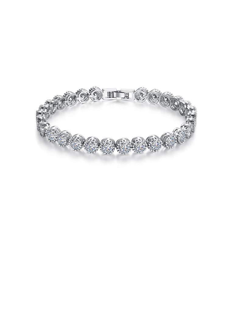 Simple and Bright Geometric Round Bracelet with Cubic Zircon 17cm
