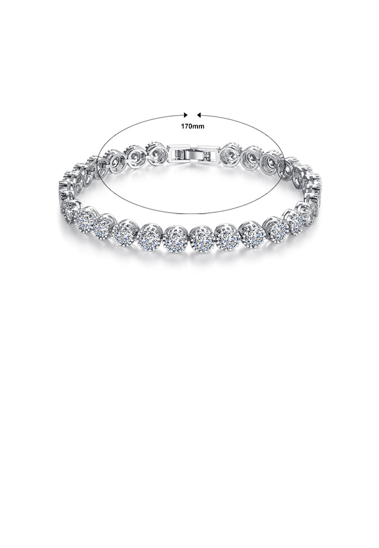 Simple and Bright Geometric Round Bracelet with Cubic Zircon 17cm