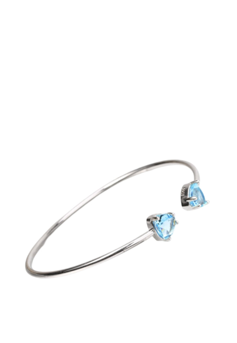 925 Sterling Silver Scalloped Bangle with Austrian Element Crystal