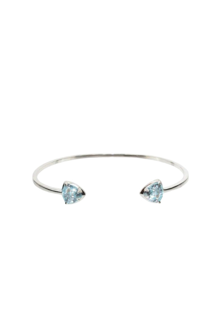 925 Sterling Silver Scalloped Bangle with Austrian Element Crystal
