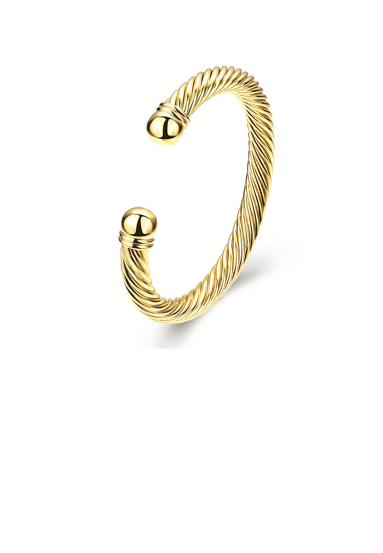 Fashion Pop Plated Gold Geometric Textured Bangle