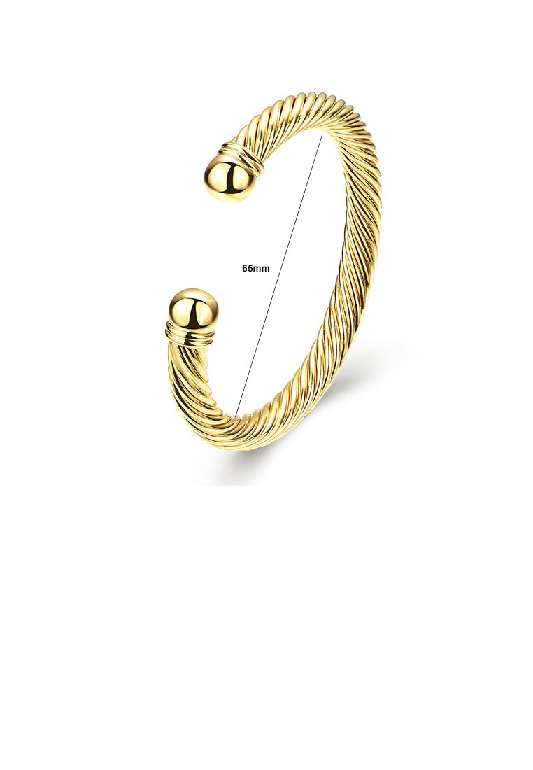 Fashion Pop Plated Gold Geometric Textured Bangle