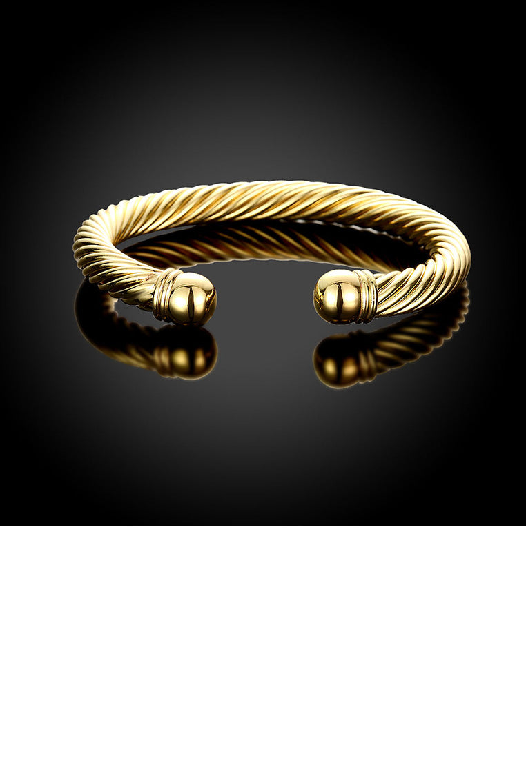 Fashion Pop Plated Gold Geometric Textured Bangle