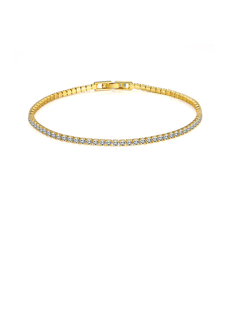 Simple Plated Gold Geometric Cubic Zircon Bracelet