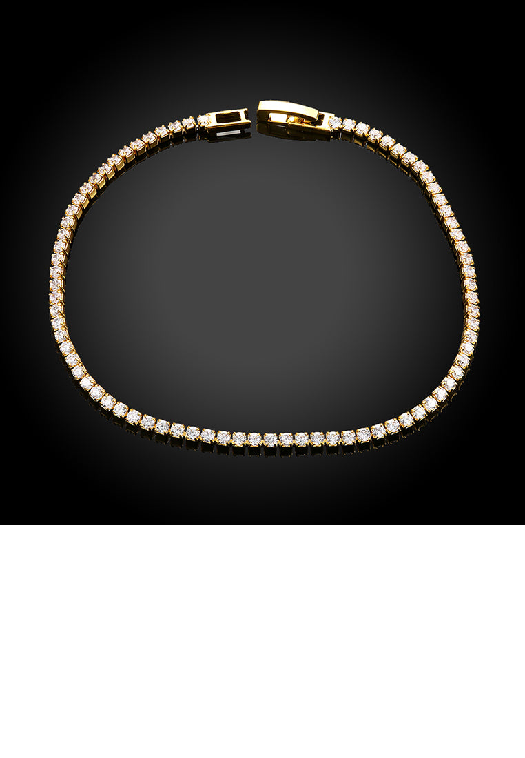 Simple Plated Gold Geometric Cubic Zircon Bracelet