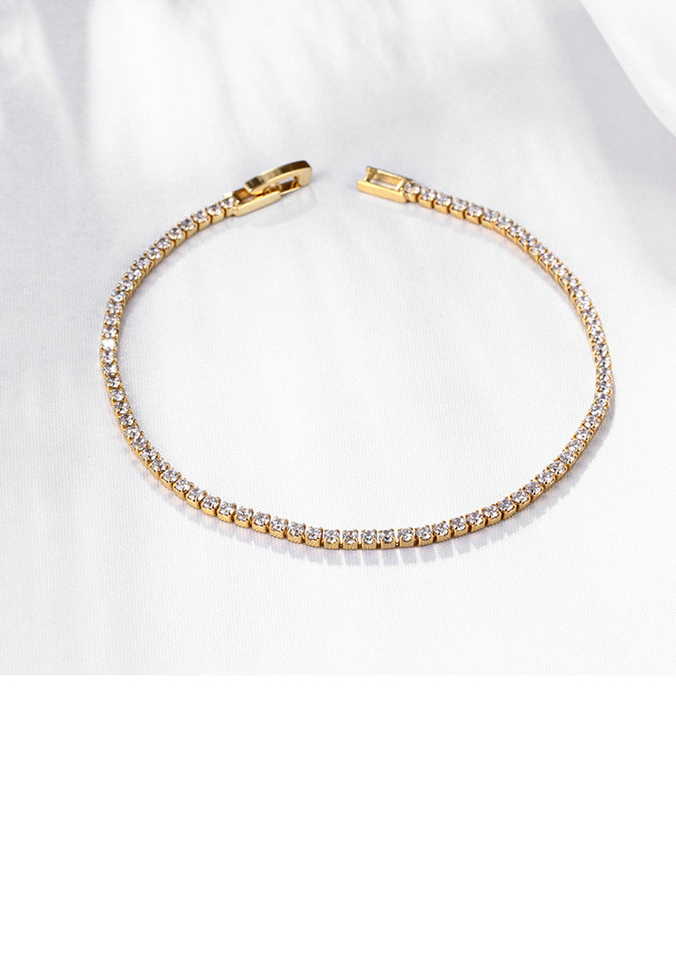 Simple Plated Gold Geometric Cubic Zircon Bracelet