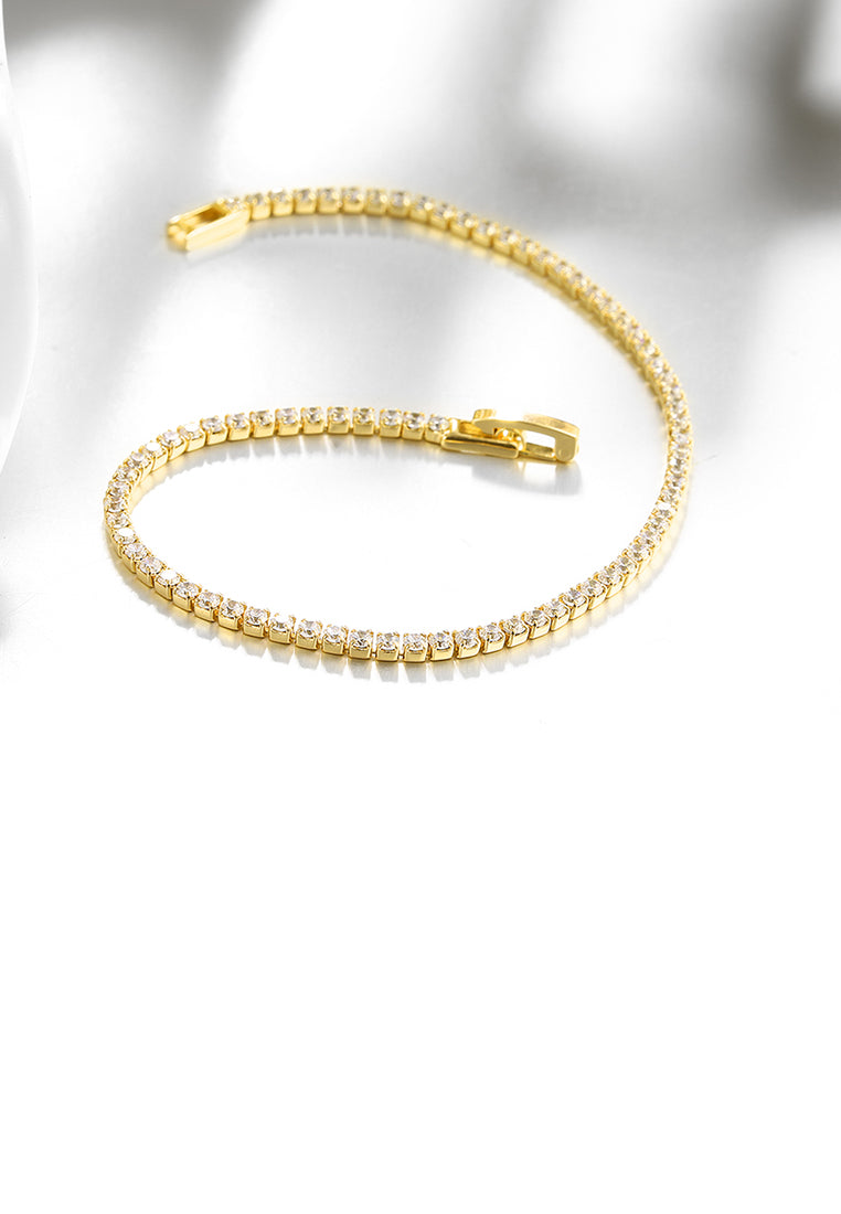 Simple Plated Gold Geometric Cubic Zircon Bracelet