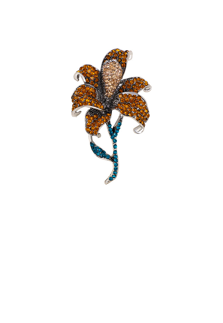 Fashion Brilliant Lily Brooch with Cubic Zirconia - Luxurious Look
