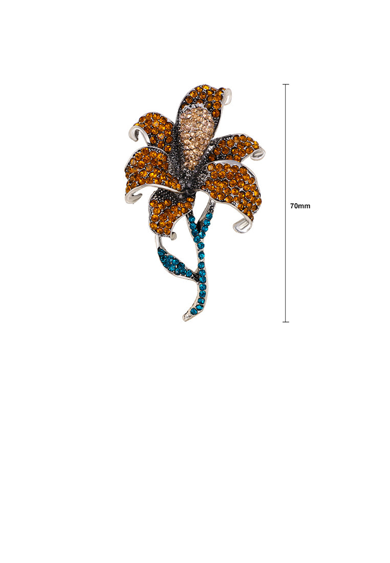 Fashion Brilliant Lily Brooch with Cubic Zirconia - Luxurious Look