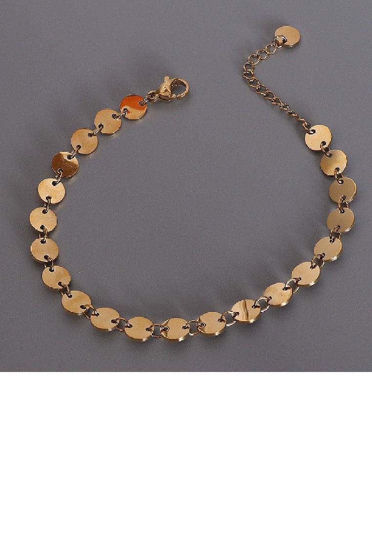 Simple Fashion Plated Gold 316 Stainless Steel Round Geometric Bracelet