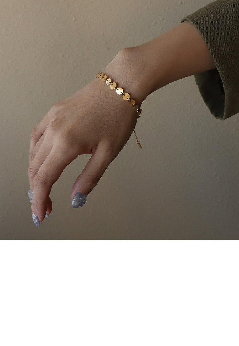 Simple Fashion Plated Gold 316 Stainless Steel Round Geometric Bracelet