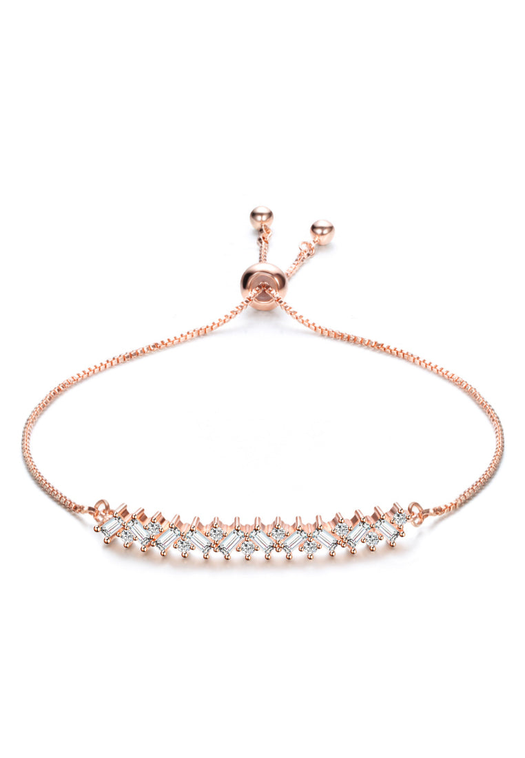 Fashion Temperament Plated Gold Geometric Cubic Zirconia Adjustable Bracelet - Luxurious Look