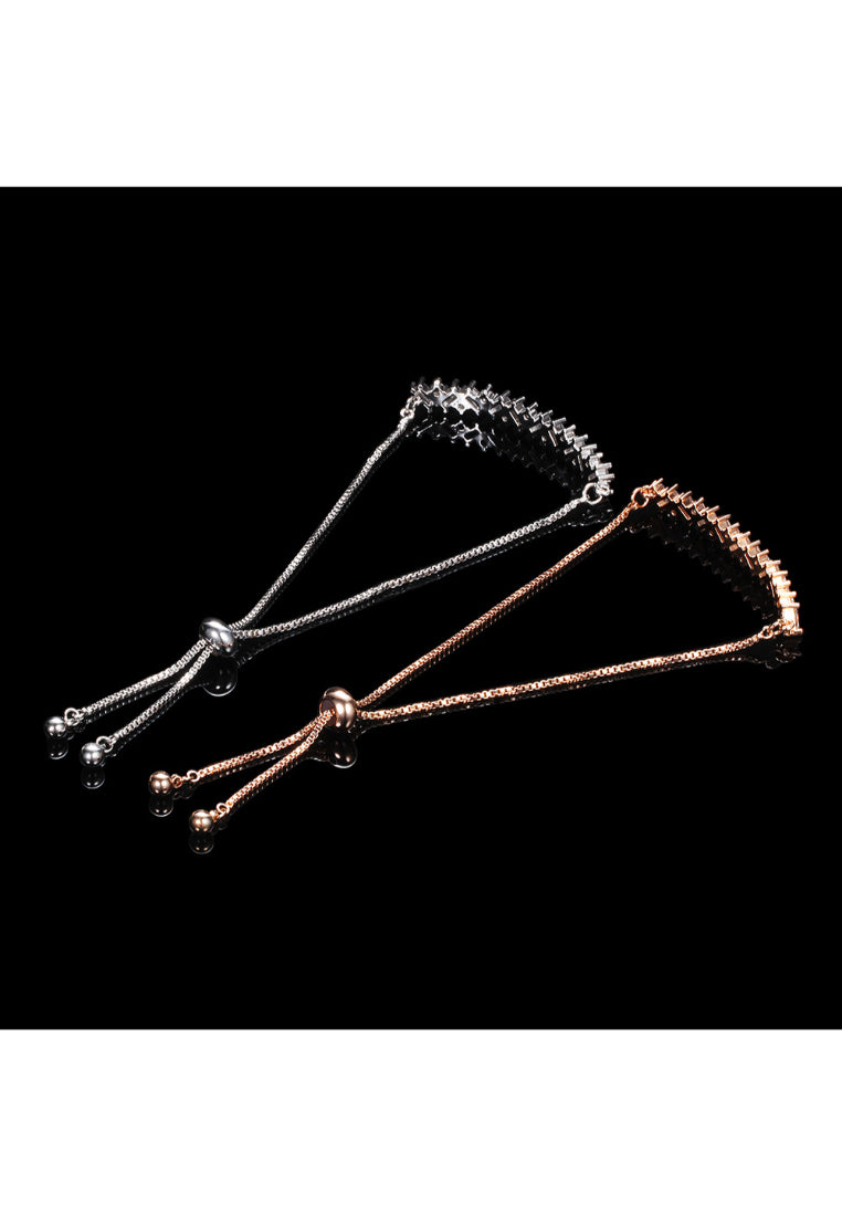 Fashion Temperament Plated Gold Geometric Cubic Zirconia Adjustable Bracelet - Luxurious Look