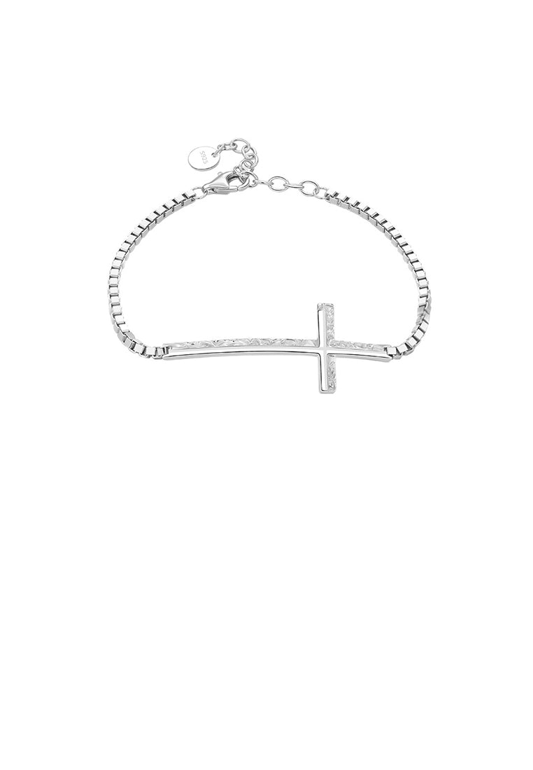 925 Sterling Silver Fashion Simple Cross Bracelet