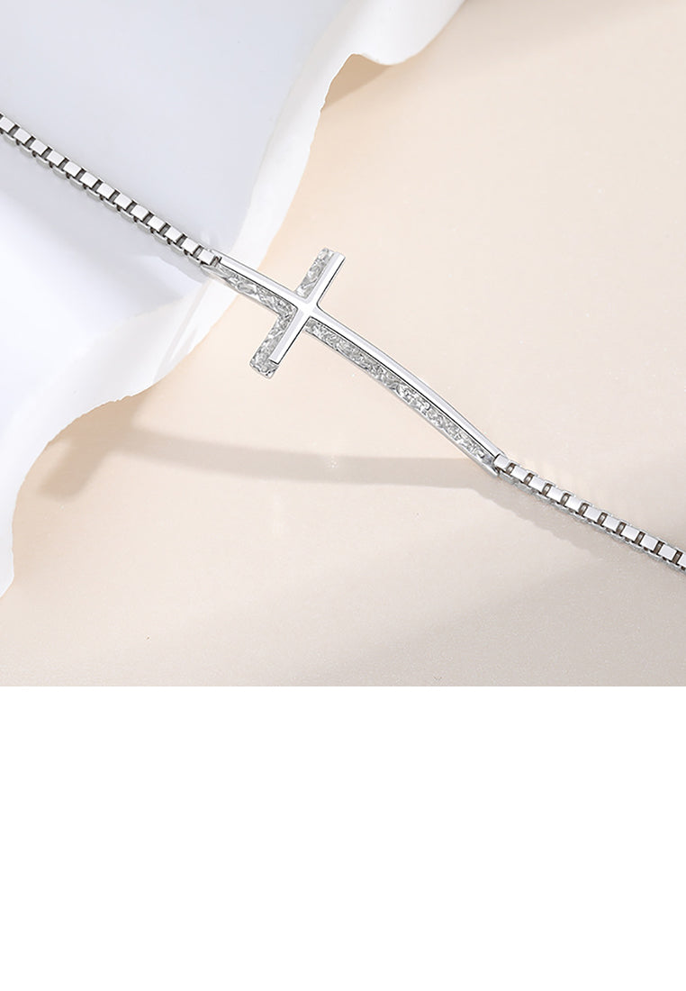 925 Sterling Silver Fashion Simple Cross Bracelet