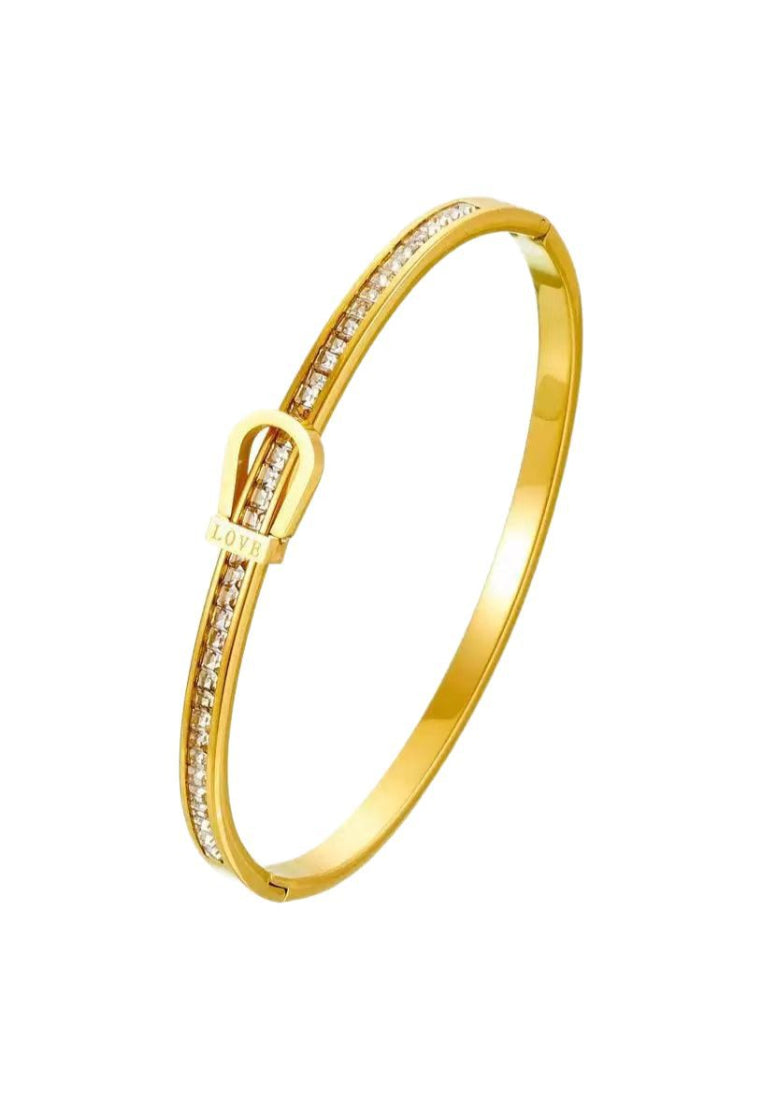 Fashion Simple Plated Gold Geometric Concentric Knot Bracelet with Cubic Zirconia - Luxurious Look