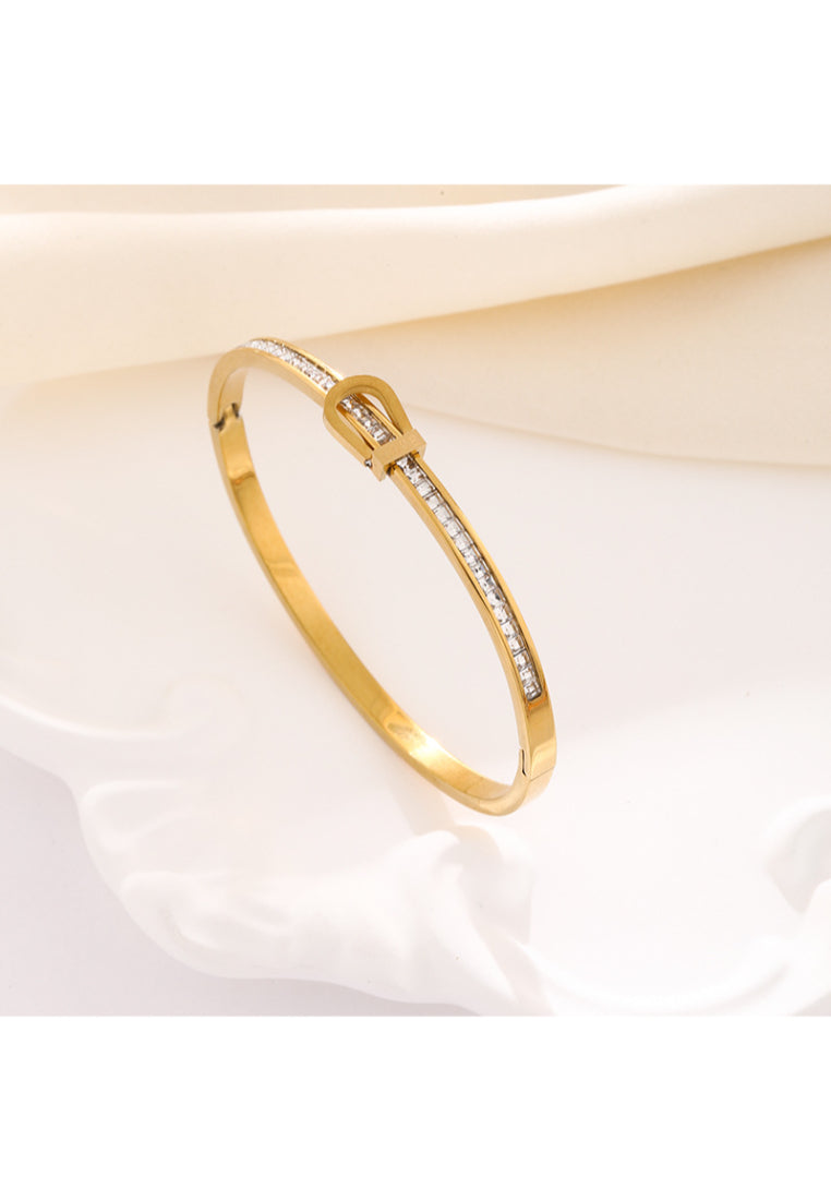 Fashion Simple Plated Gold Geometric Concentric Knot Bracelet with Cubic Zirconia - Luxurious Look