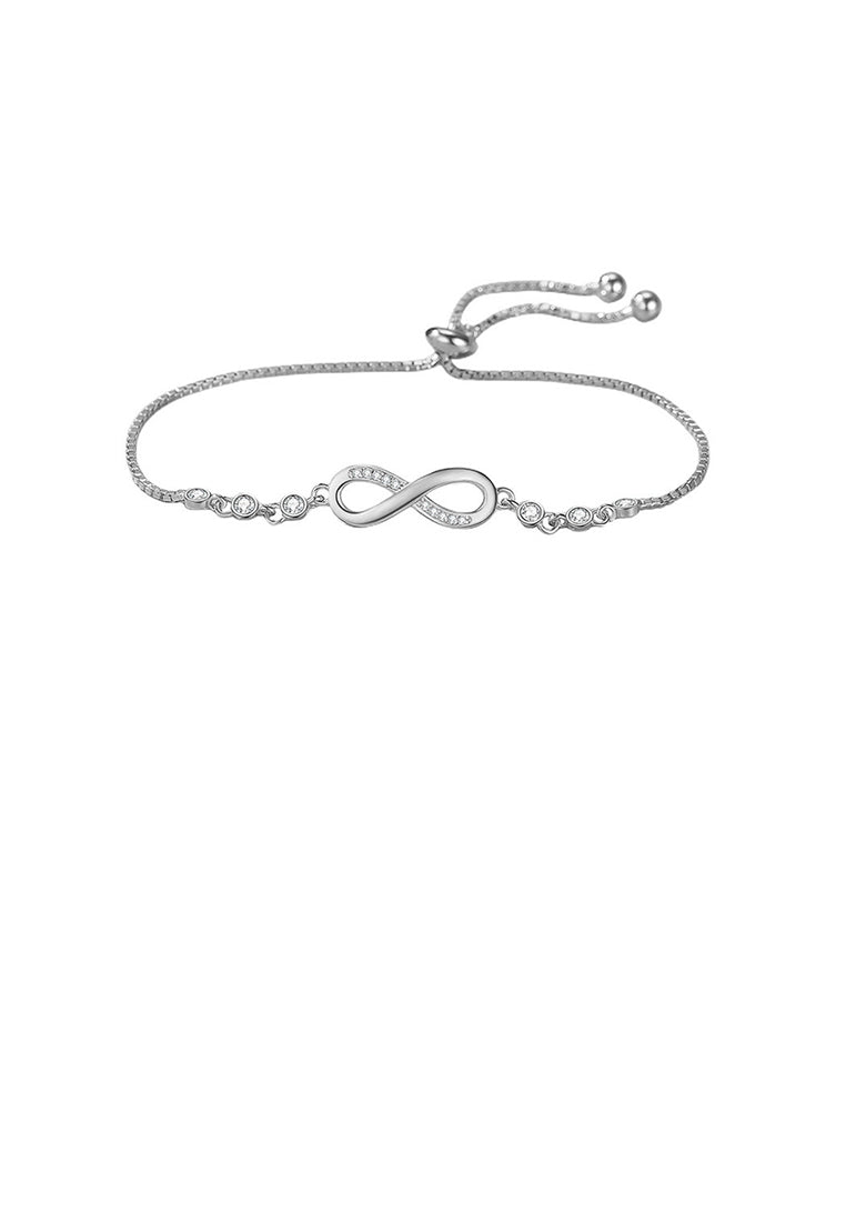 925 Sterling Silver Fashion Simple Infinity Symbol Bracelet with Cubic Zirconia - Luxurious Look