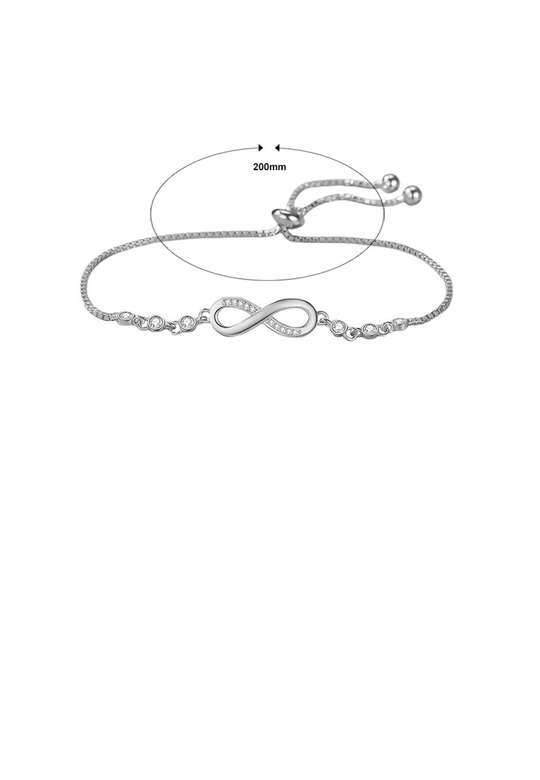 925 Sterling Silver Fashion Simple Infinity Symbol Bracelet with Cubic Zirconia - Luxurious Look