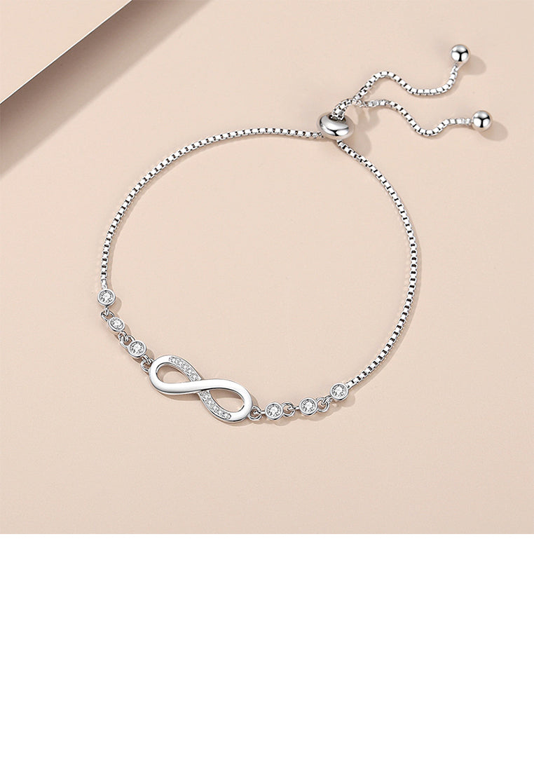925 Sterling Silver Fashion Simple Infinity Symbol Bracelet with Cubic Zirconia - Luxurious Look