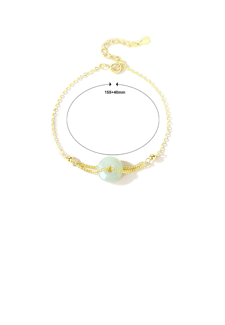 925 Sterling Silver Plated Gold Fashion Simple Safety Buckle Double Chain Bracelet