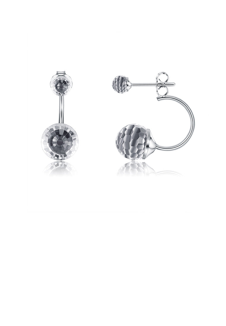 925 Sterling Silver Simple Fashion Geometric Round Earrings with White Austrian Element Crystal