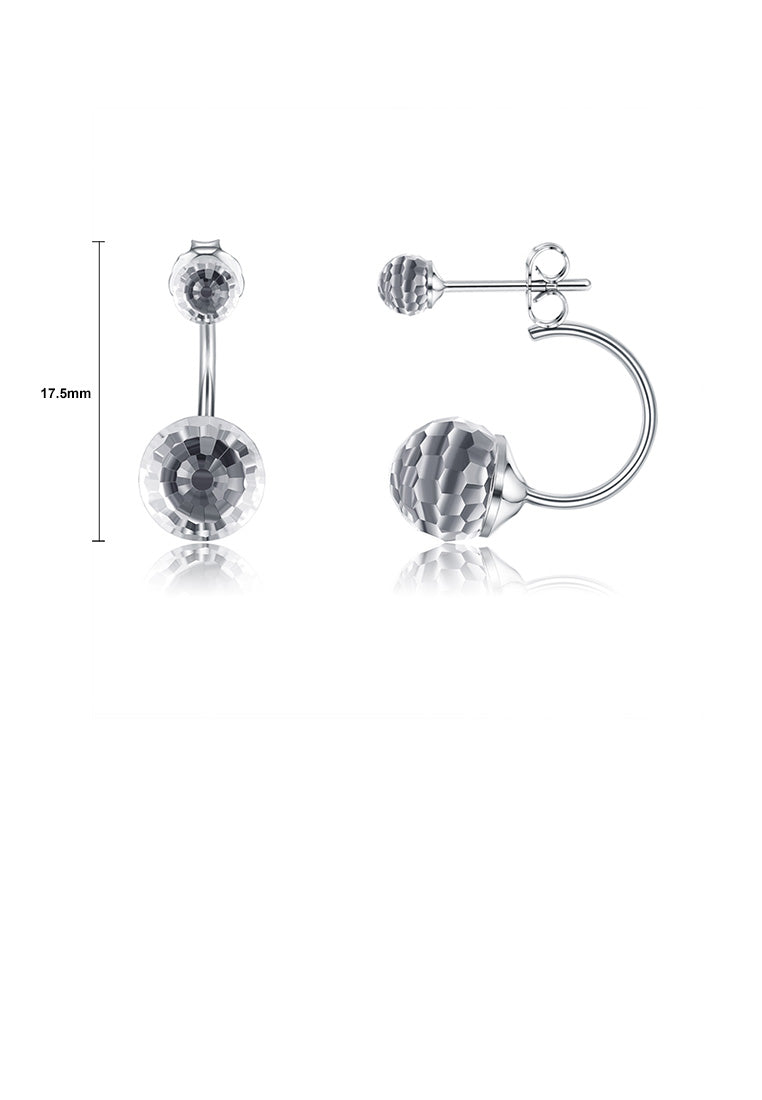 925 Sterling Silver Simple Fashion Geometric Round Earrings with White Austrian Element Crystal