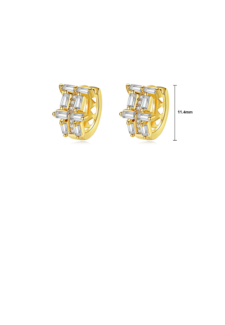 Simple and Fashion Plated Gold Geometric U-shaped Stud Earrings with Cubic Zirconia - Luxurious Look