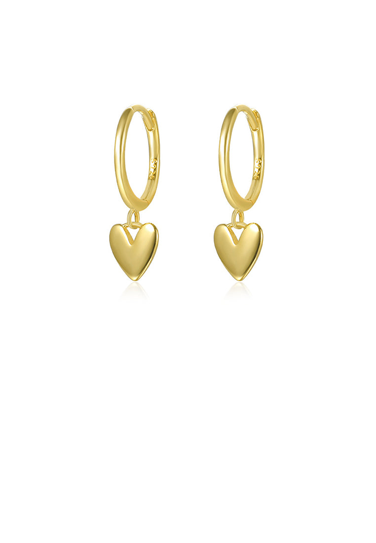 925 Sterling Silver Plated Gold Simple and Fashion Heart-shaped Earrings
