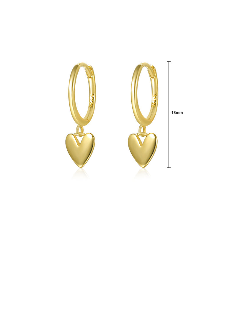 925 Sterling Silver Plated Gold Simple and Fashion Heart-shaped Earrings