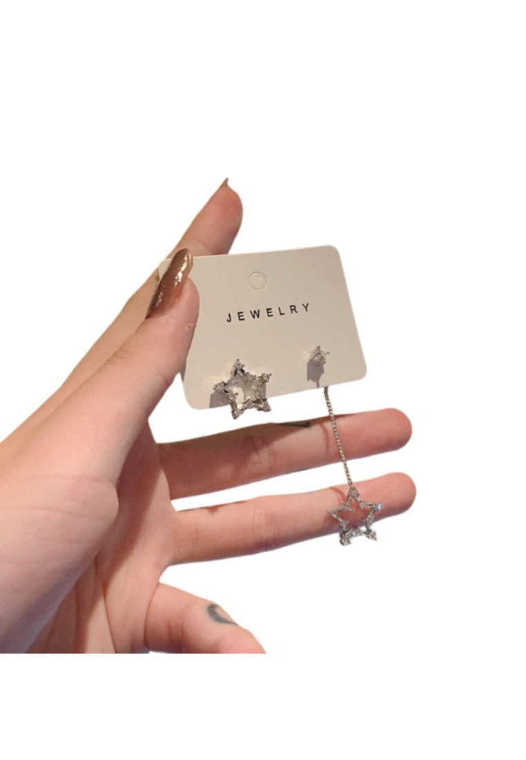 925 Sterling Silver Star Earrings with Austrian Element Crystal