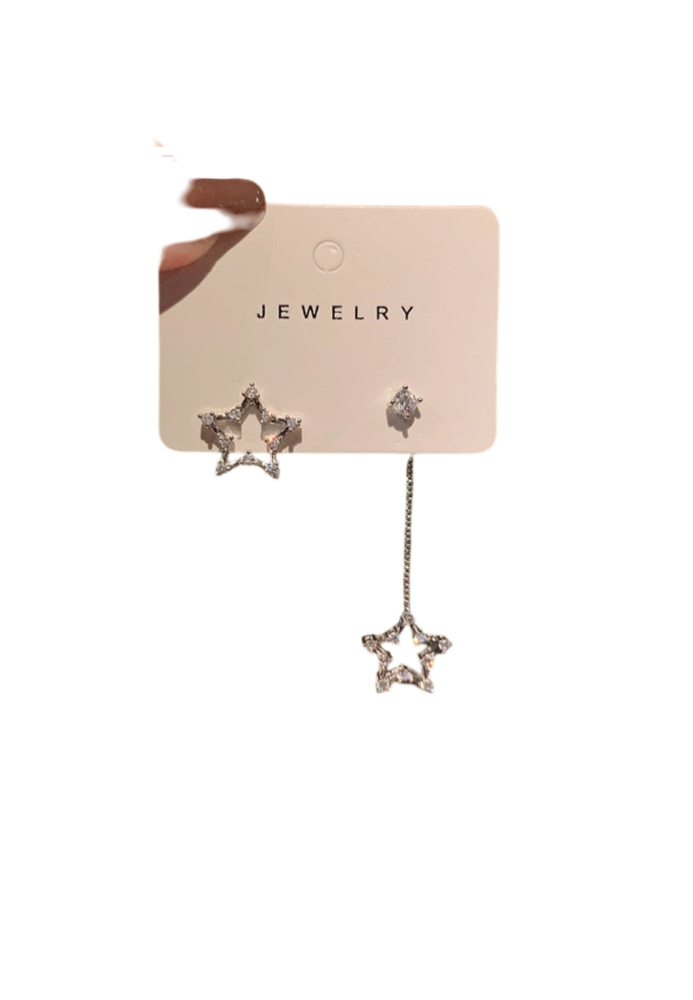 925 Sterling Silver Star Earrings with Austrian Element Crystal