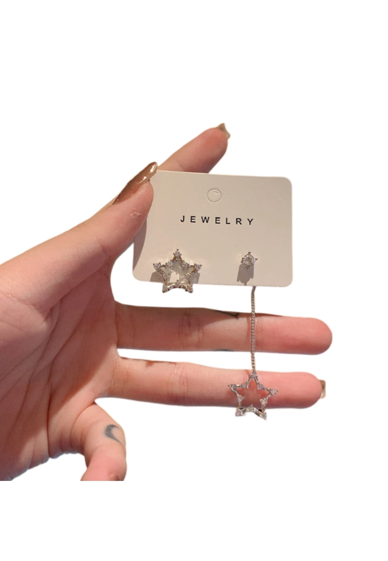 925 Sterling Silver Star Earrings with Austrian Element Crystal