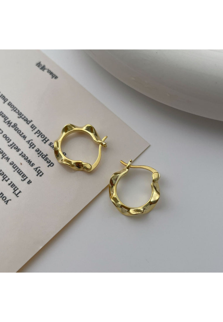 925 Sterling Silver Plated Gold Simple Personality Irregular Twist Geometric Earrings