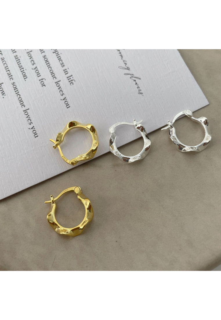 925 Sterling Silver Plated Gold Simple Personality Irregular Twist Geometric Earrings