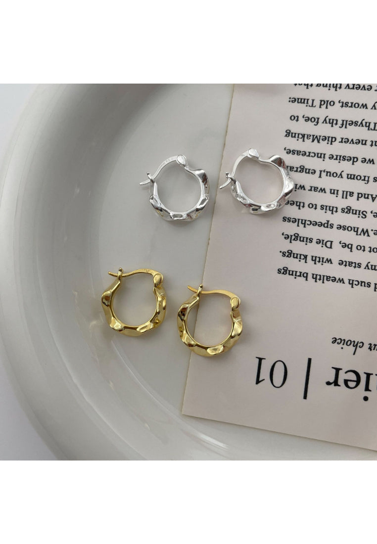 925 Sterling Silver Plated Gold Simple Personality Irregular Twist Geometric Earrings