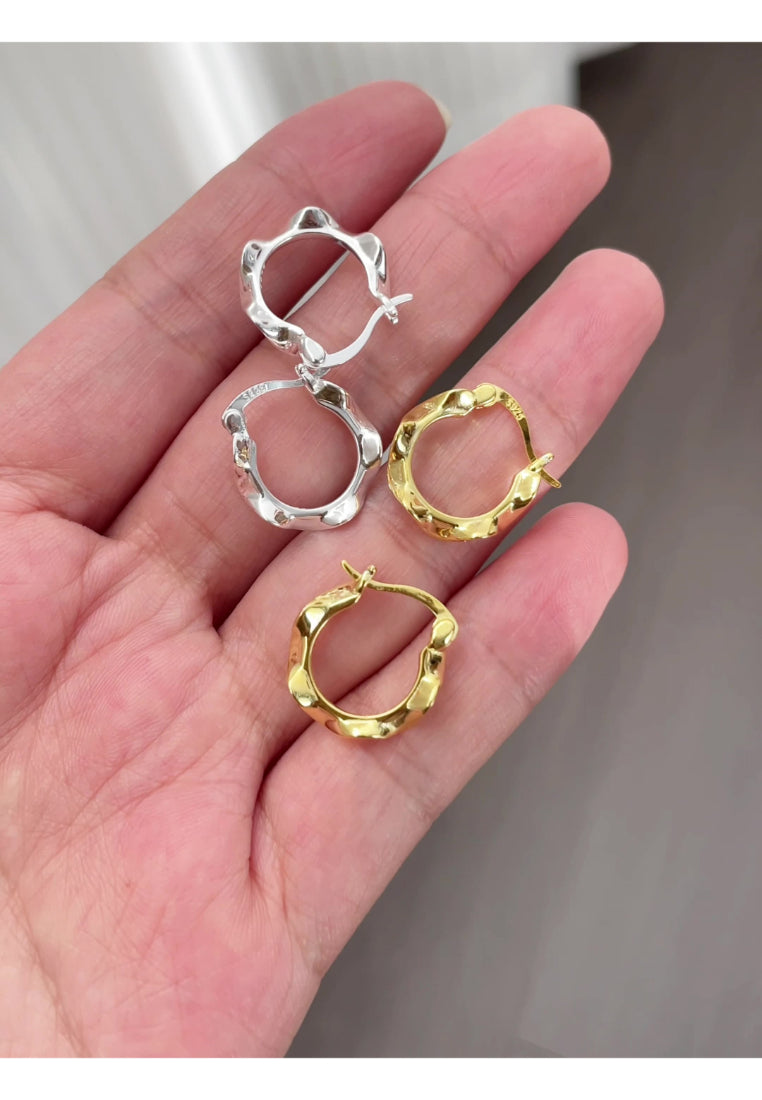 925 Sterling Silver Plated Gold Simple Personality Irregular Twist Geometric Earrings