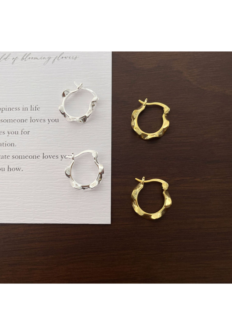 925 Sterling Silver Plated Gold Simple Personality Irregular Twist Geometric Earrings