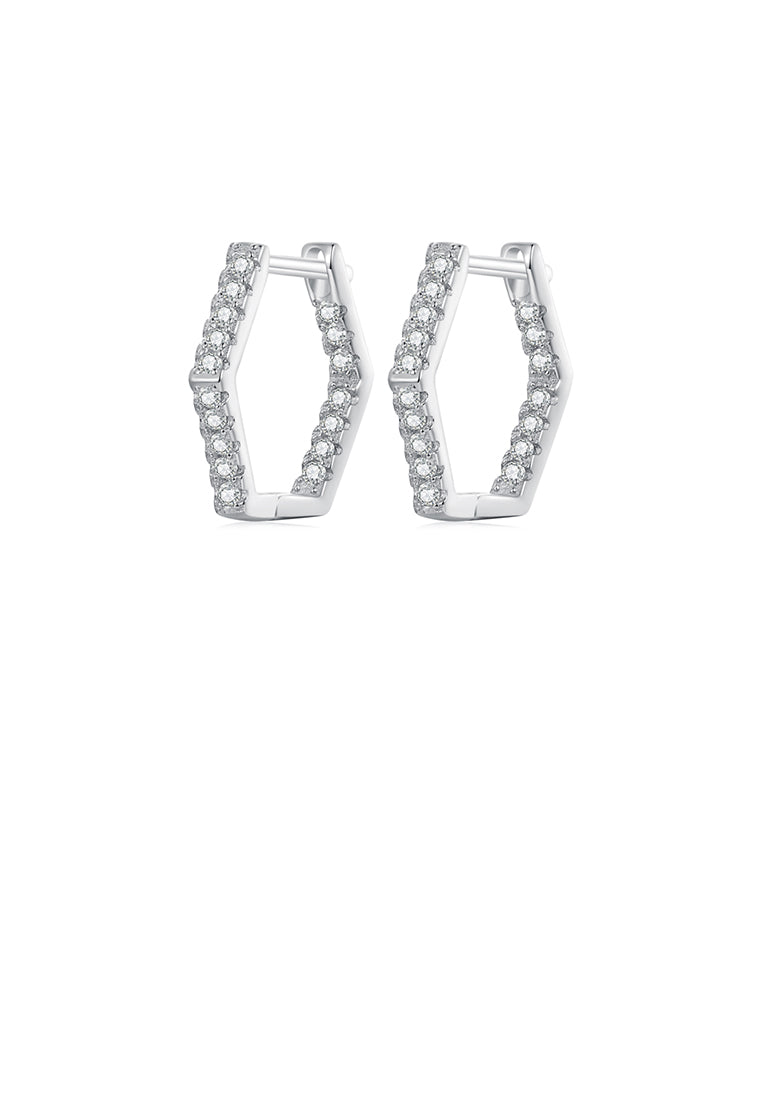 925 Sterling Silver Simple Personalized Geometric Diamond Earrings with Cubic Zirconia - Luxurious Look