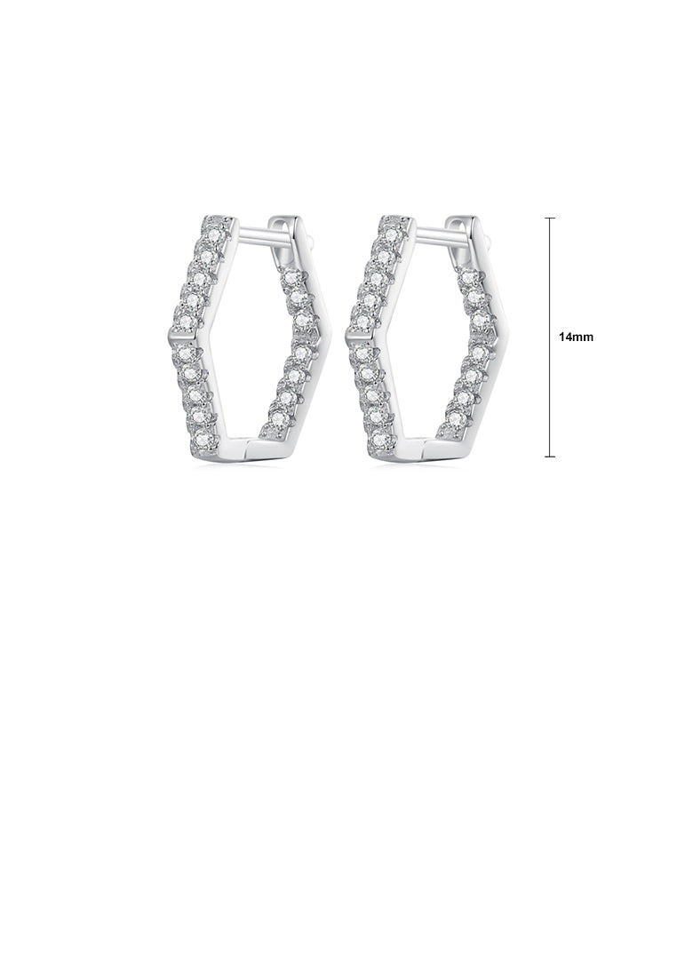 925 Sterling Silver Simple Personalized Geometric Diamond Earrings with Cubic Zirconia - Luxurious Look
