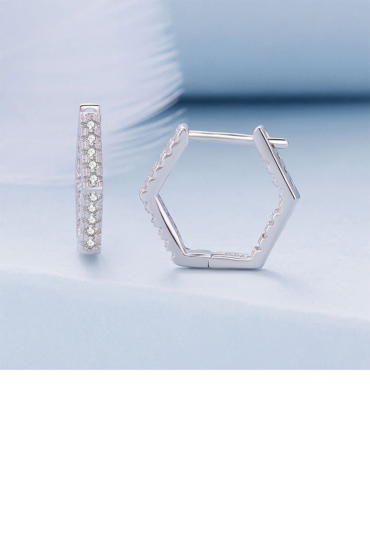 925 Sterling Silver Simple Personalized Geometric Diamond Earrings with Cubic Zirconia - Luxurious Look