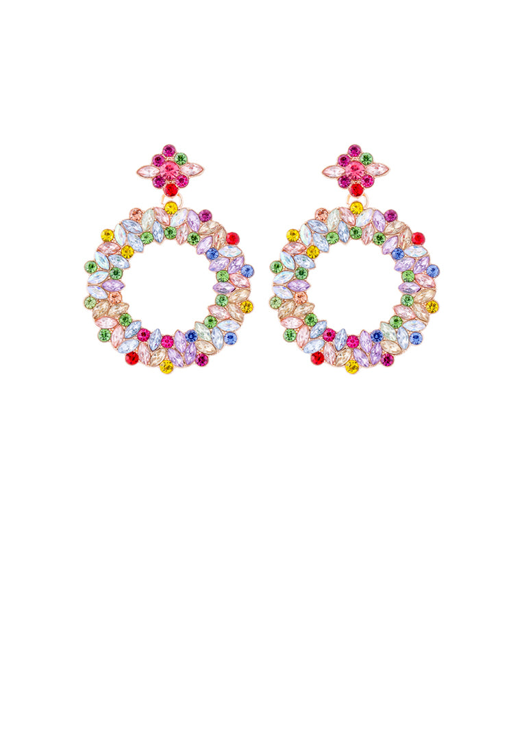 Simple and Temperament Plated Gold Hollow Geometric Round Earrings with Green Cubic Zirconia - Luxurious Look