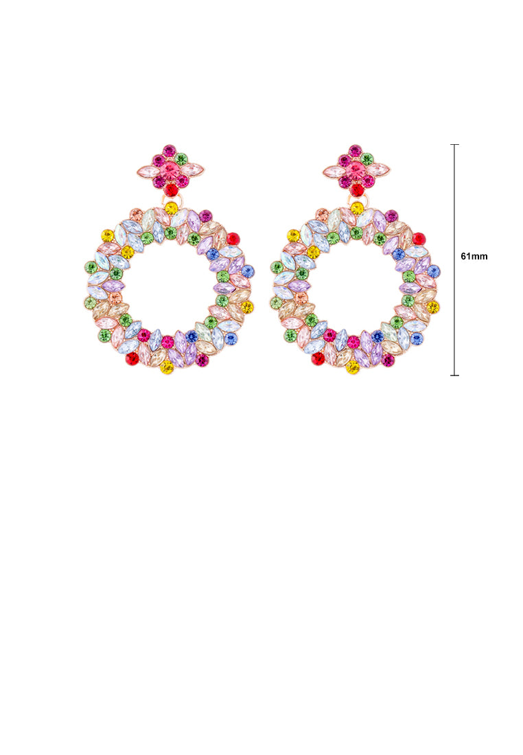 Simple and Temperament Plated Gold Hollow Geometric Round Earrings with Green Cubic Zirconia - Luxurious Look