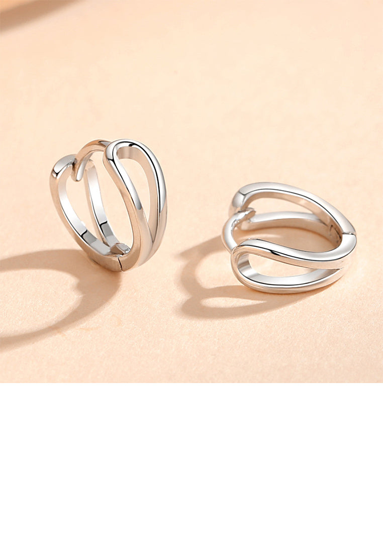 925 Sterling Silver Simple Personalized Double Layer Geometric Earrings