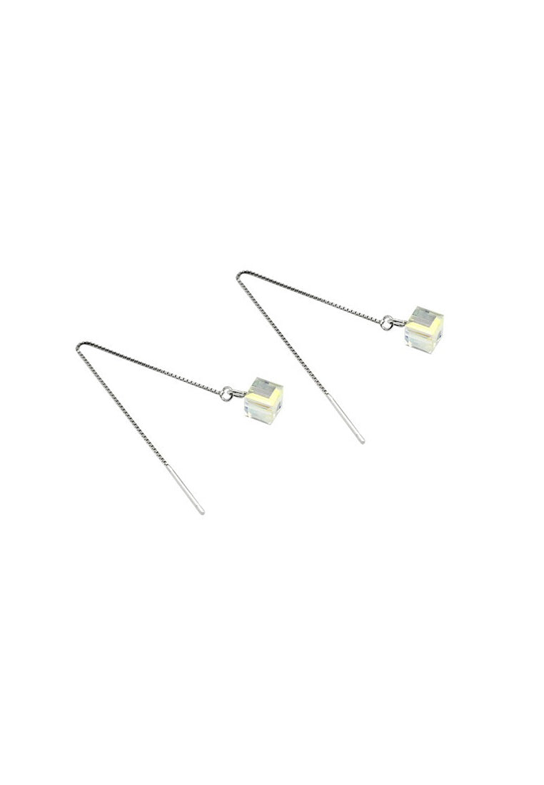 Set of 2 Pair Earrings - Sterling Silver Aurora Sugar Cube Hoop Earrings