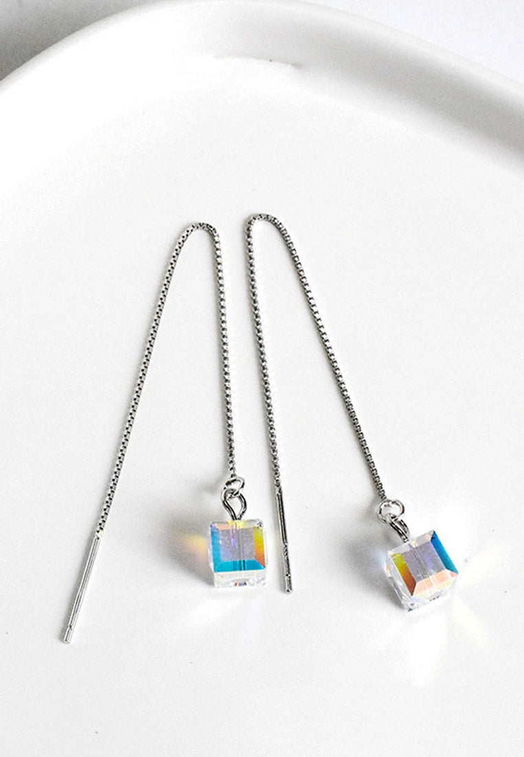 Set of 2 Pair Earrings - Sterling Silver Aurora Sugar Cube Hoop Earrings